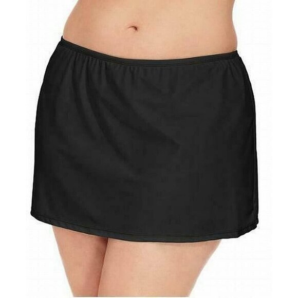 Island Escape Women's Plus 18W Swim Skirt Black NWT - Picture 1 of 12